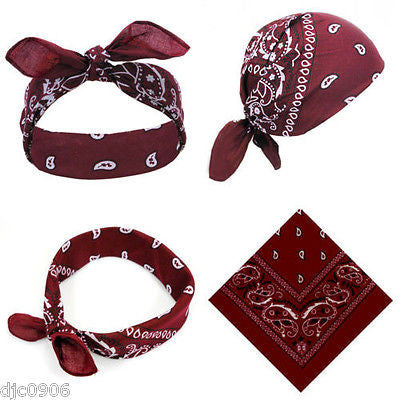 Burgundy Deep Red Paisley Bandanna Double Sided Face Mask Head Wrap Scarf Wristband-New!