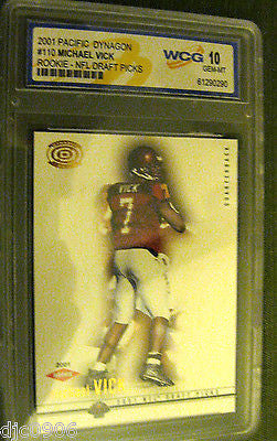 Michael Vick RC 2001 Pacific Dynagon ROOKIE GEM Mint Graded WCG10-Falcons RC QB