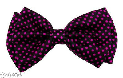 BLACK WITH SMALL PINK  POLKA DOTS ADJUSTABLE  BOW TIE-NEW!POLKA DOT BOW TIE