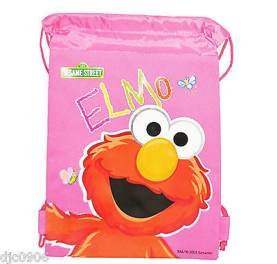 SESAME STREET ELMO PINK WITH BUTTERFLIES DRAWSTRING BAG BACKPACK TRAVEL-NEW