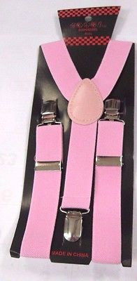 Kids Teens Teenagers Young Adults Rose Light Pink Y-Back Adjustable Suspenders