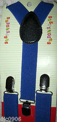 Blue  Kid's Boys Girls Y-Style Back Adjustable Bow Tie & Blue Kid suspenders-New