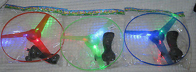 Green,Red,& Blue LIGHTUP Zoom fly COPTER helicopter NEW UFO LIGHT DISC-3 NIP!