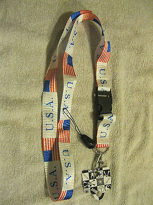 US Flag American Flag Suspenders,Lanyard,and Red,White,Blue Stripes Bow Tie-New