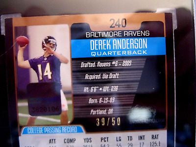 Derek Anderson RC 2005 Bowman Chrome Auto Bronze Refractor Graded SGC 9-Panthers