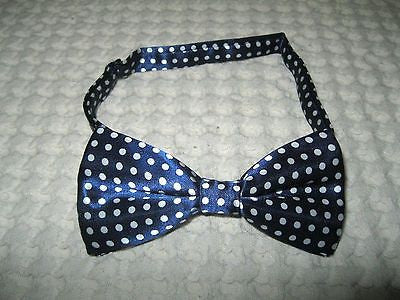 BLUE WITH WHITE POLKA DOTS ADJUSTABLE  BOW TIE-NEW!BLUE POLKA DOT BOW TIE