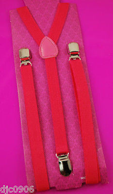 Unisex Thin 3/4" Hot Pink Adjustable Y-Style Back suspenders-Pink Suspenders