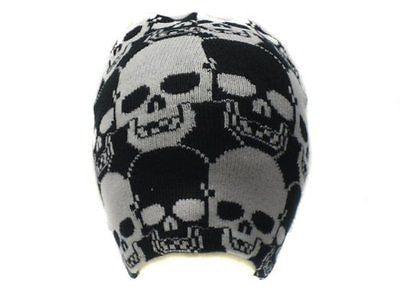 Black & White Skulls Winter Knitted Skull Beanie Ski Cap-New!Skulls Beanie Cap