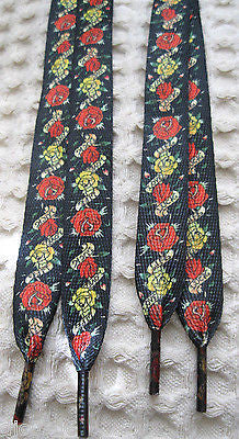 Premium Ed Hardy Life Love Red Yellow Roses Rockabilly Punk Shoe laces Shoelaces