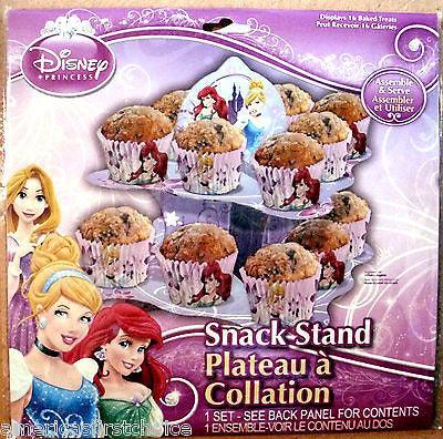 DISNEY PRINCESS,CINDERELLA,ARIEL,BELLE SNACK TWO TIER STAND PARTY FAVORS-NEW!