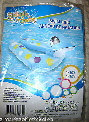 Splash & Swim Inflatable Green Dinosaur Tube Float/Ride On Ring-New Factory Pkg