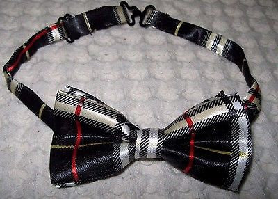Kids Boys Girls Children Black Plaid Adjustable Bow Tie-Children's Black Plaid