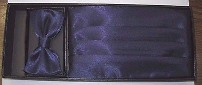 Unisex Men's Women's Solid PURPLE Wedding Cummerbund & Bow Tie Set-Brand New!