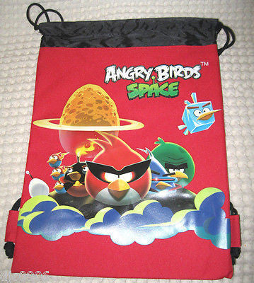 ANGRY BIRDS SPACE RED AND BLACK DRAWSTRING BAG BACKPACKS TRAVEL STRING POUCHES