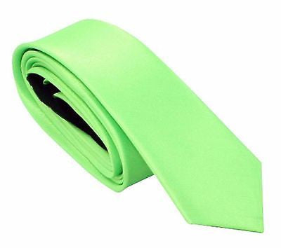 Neon Green 56" Long x 2" Wide Neck tie-Pink Silk like Neck Tie-New in Sleeve!