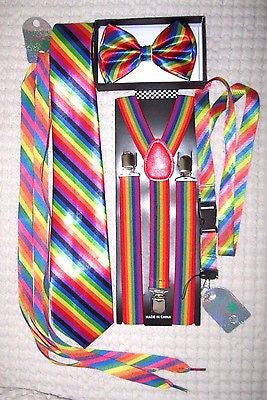 Rainbow Swirl Unisex Adjustable Bow tie,Neck Tie,Suspenders,Lanyard,Shoelaces-V2