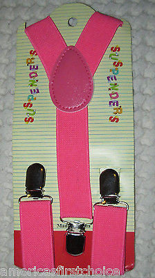 BOYS GIRLS KIDS FRENCH/SKY BLUE CLIP-ON Y-Back Elastic Suspenders 1.5CM WIDTH