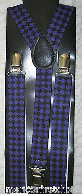 Unisex Black&Purple Leopard Cheetah Print Adjustable Y-Style Back suspenders-New