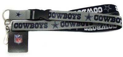 Cowboys 2-Tone Blue+Silver Licensed NFL Keychain/ID Holder Detachable Lanyard-v2