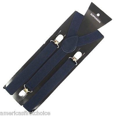 Unisex Deep Dark Black Y-Back Style Back Adjustable suspenders-New in Package