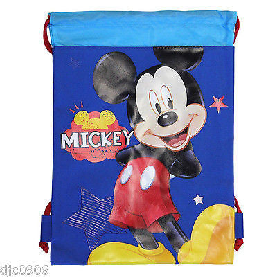 DISNEY MICKEY MOUSE BLUE DRAWSTRING BAG BACKPACK TRAVEL STRING POUCH DISNEYLAND
