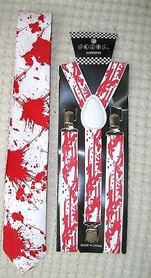 Blood Splattered Paint Ball Adjustable Bow Tie & Blood Spattered Neck Tie-New!