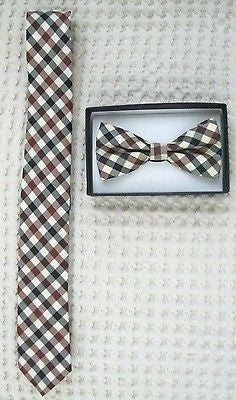 Tan Beige Brown Leopard Cheetah Animal Print Adjustable Bow tie & Necktie Combo