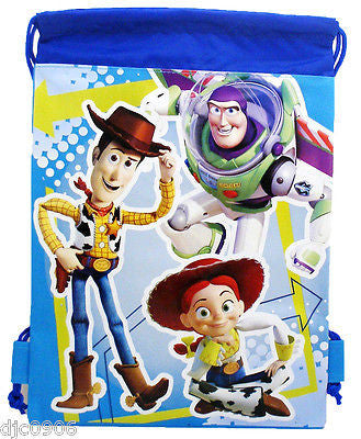 DISNEY tOY STORY3 WOODY BUZZ BLUE DRAWSTRING BAG BACKPACK TRAVEL STRING TOTE-NEW