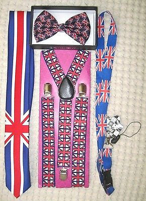 UK British Flag Y-Back Suspenders,UK Lanyard,UK Neck Tie & UK British Bow Tie-23