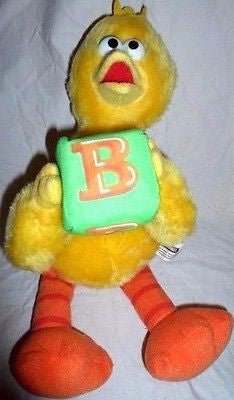 Sesame Street Yellow Big Bird with B Block Plush Doll Soft Stuffed Toy Figure