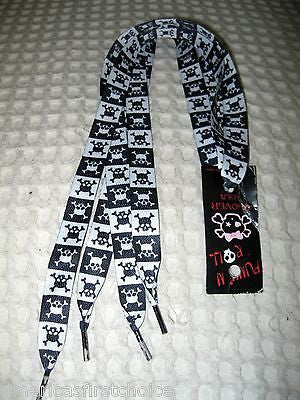 Premium Black&Red Skulls&Crossbones Rockabilly Punk Shoe laces Shoelaces-New!Ve2