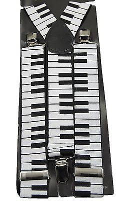 Unisex Men's Women's Wide Music Musical Piano Keys Adjustable Suspenders-New!