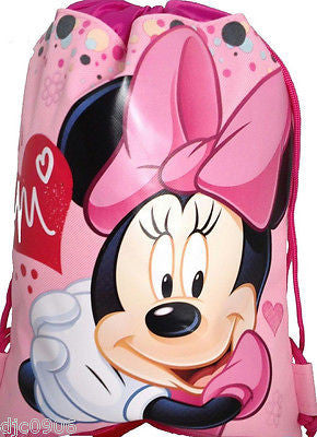 DISNEY MINNIE MOUSE PINK DRAWSTRING BAG BACKPACK TRAVEL STRING POUCH DISNEYLAND