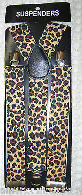 LEOPARD BOW TIE+ LEOPARD WIDE 1 1/2" ADJUSTABLE Y-BACK SUSPENDERS-BRAND NEW!