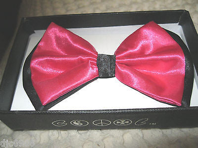 Hot Pink Black Tips Adjustable Bow tie & Pink Checkered Suspenders Combo-New!