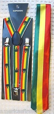 Rasta Stripes Bow Tie,Rasta NeckTie,Rasta Stripes Suspenders&Rasta MJ Lanyard