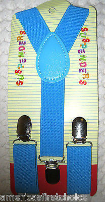 BOYS GIRLS KIDS BRIGHT WHITE CLIP-ON Y-Back Elastic Suspenders 1.5CM WIDTH