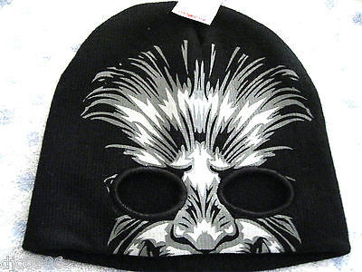 Gray Wolfman/Chewbecca Black Winter Knitted Skull Beanie Ski Cap -New with Tags!