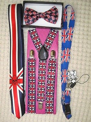 UK British Flag Y-Back Suspenders,UK Lanyard,UK Neck Tie & UK British Bow Tie-17