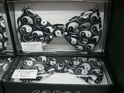 YING AND YANG DESIGN BLACK WHITE TUXEDO BOWTIE BOW TIE-NEW GIFT BOX!B&W BOWTIE