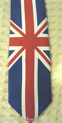 British English England Flag Red,White,Blue Unisex Men's Necktie 56" Lx1 1/2" W