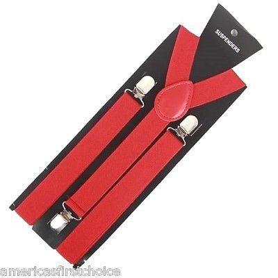 Unisex Solid Apple Red Y-Back Style Back Adjustable suspenders-New in Package!