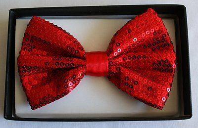 Unisex RED Sequin Tuxedo Classic BowTie Neckwear Adjustable Bow Tie-New in box