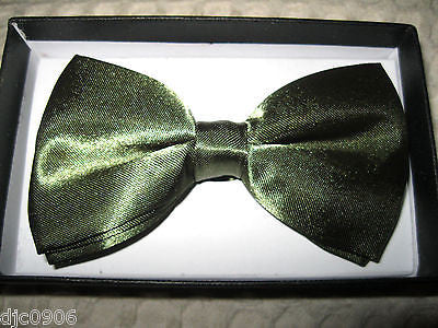 ARMY NAVY SHINY DARK GREEN  ADJUSTABLE  BOW TIE BOWTIE-GREEN BOW TIE-NEW IN BOX!