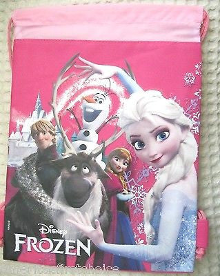 FROZEN ANNA,ELSA,SVEN,HANS,OLAF PURPLE DRAWSTRING BAG BACKPACK TRAVEL POUCH