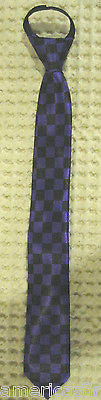 Teens Black & White Checkered Diamonds Adjustable 14" Pre-tied Necktie-New!