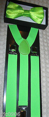 Green Adjustable Bowtie and Green Adjustable Suspenders Combo-New in Package!