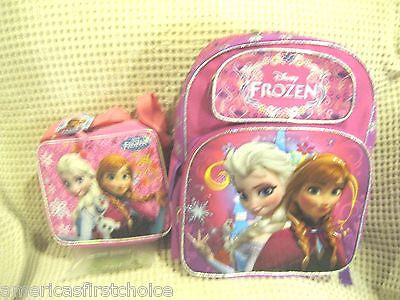 Disney Frozen Anna Elsa Forever Sisters 16" Backpack&Matching Lunch Bag Lunchbox