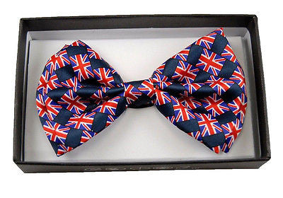 SMALL UNITED KINGDOM FLAGS ADJUSTABLE BOW TIE-NEW GIFT BOX!FLAGS BOW TIE