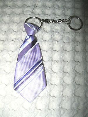 Gray Grey Strip Stripped Necktie 7" Keychain-Gray Neck tie Keychain-Brand New!